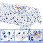 Durony 121 Pieces Blue Paw Print Party Supplies Dog Birthday Tablecloth, Plates, Napkins, Forks And Paper Cups Decorations For P
