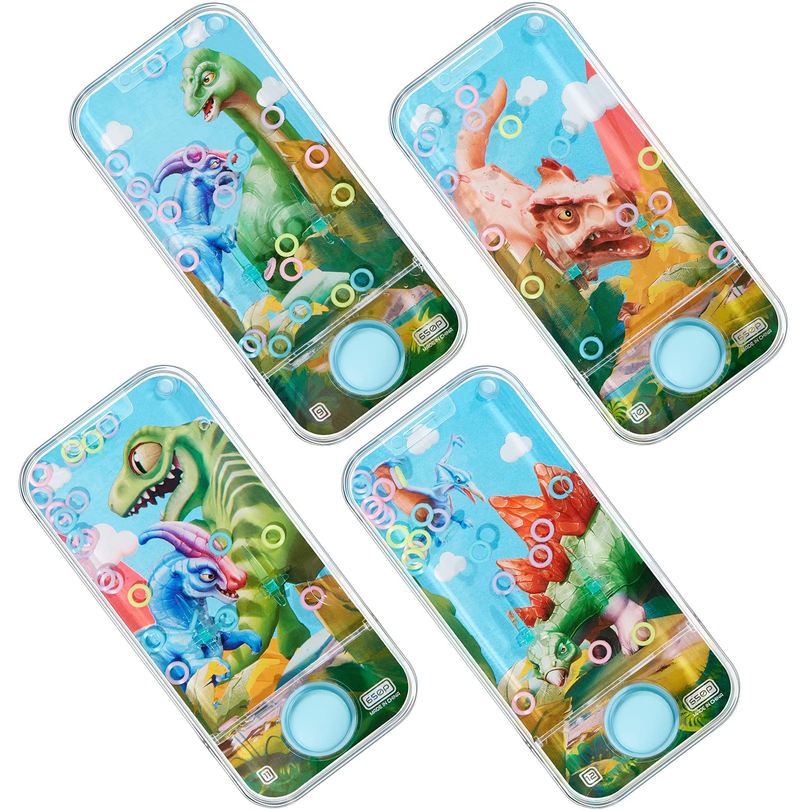 Chalyna 4 Pcs Handheld Water Games Water Ring Toys Multi Color Ring Toss Game Without Water Road Trip Toys Birthday Gift For Kids Party Favors Bag Fillers Pastime(Animal Style)