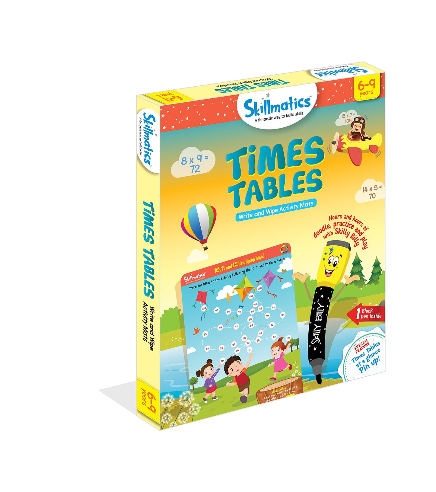 Skillmatics Educational Game: Times Tables | Reusable Activity Mats With Dry Erase Marker | Gifts, Travel Toy & Learning Tools For Ages 6-9