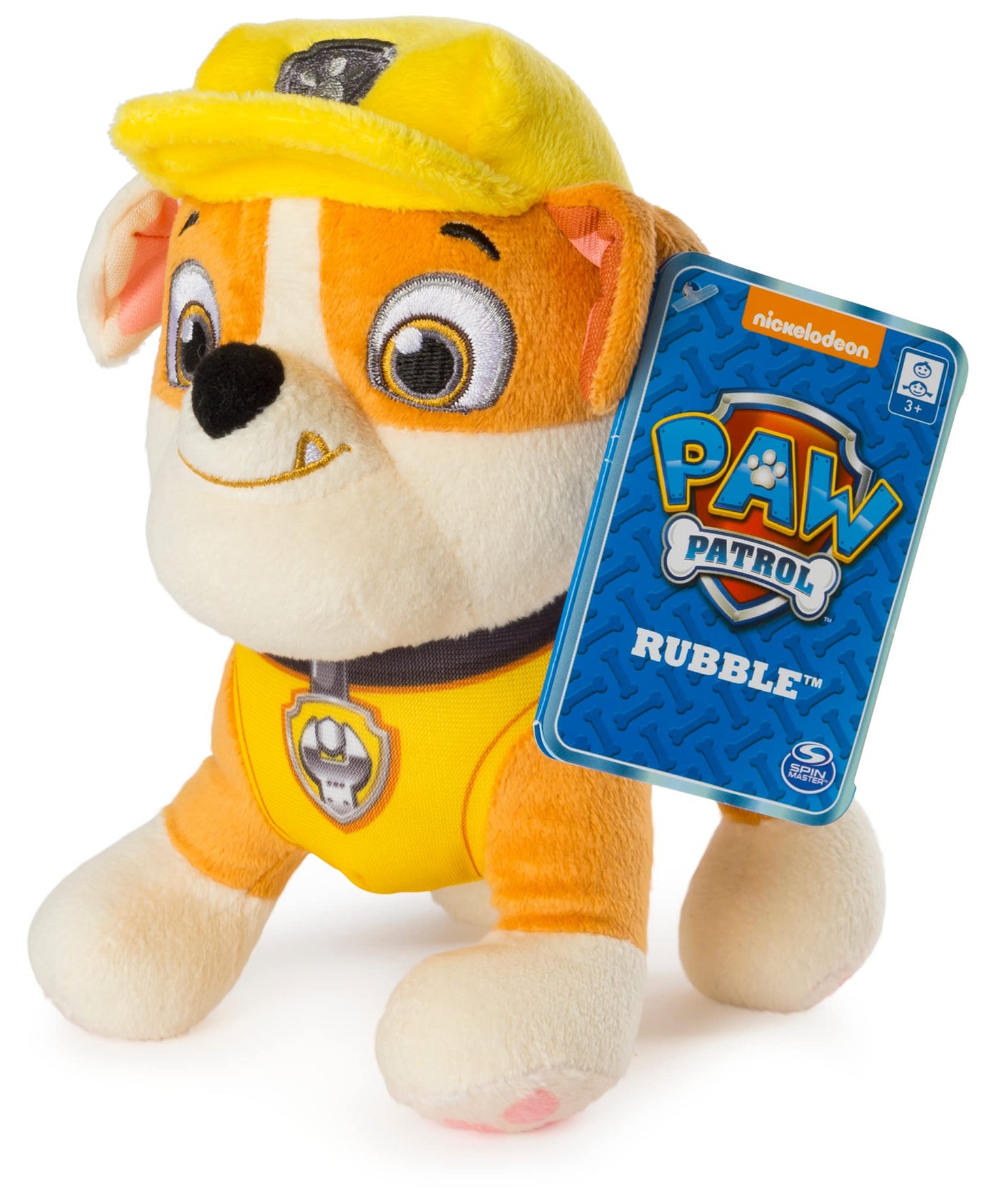 Paw Patrol 8” Rubble Plush Toy - Soft Plush with Stitched Details for Ages 3+