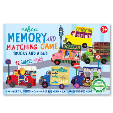 Eeboo: Trucks And A Bus Little Memory Matching Game, Developmental And Educational, Sharpens Recognition, Concentration And Memory, Perfect For Ages 3 And Up