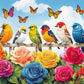 Cross & Glory - Birds And Blossoms - 1000 Piece Jigsaw Puzzle For Adults | Colorful Rose Garden Gala With Vibrant Birds & Roses