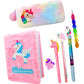 Neel Unicorn Stationery Set: 7Pcs School Supplies For Girls  Unicorn Fur Diary, Pencil Case, Pens, Pencils, Eraser Set