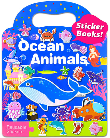 Benresive Reusable Sticker Books For Kids 2-4, Sticker Books For Toddlers 1-3, Toddler Sticker Book Age 2-4, Toddler Travel Toys Activities Crafts Gifts - Ocean Sticker Book