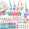 MOVINPE Mermaid Party Favors Personalize Goody Cups with Gift Tags, Filled with Mermaid Themed Reusable Straws Stampers Slap Bra