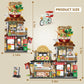 Street View Noodle Shop Mini Building Blocks, Moc Creative Building Toys Model Set For Girls 7-9 Years Old, 870 Pcs Simulation A