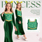 Ubaywey Girls Princess Costume Green Dress Gown Halloween Cosplay Costume Long Sleeve Dress(Large 130)