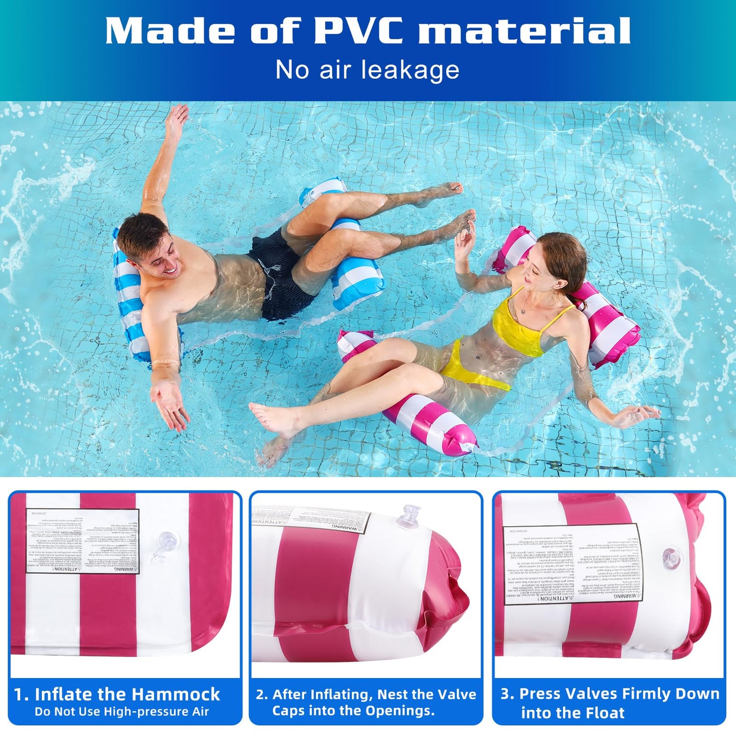 Biuttif Pool Float Chair 2 Pack Pool Floats For Adults, 4-In-1 Multi-Purpose Pool Floaties Toys Swimming Pool Floats (Red&Blue)