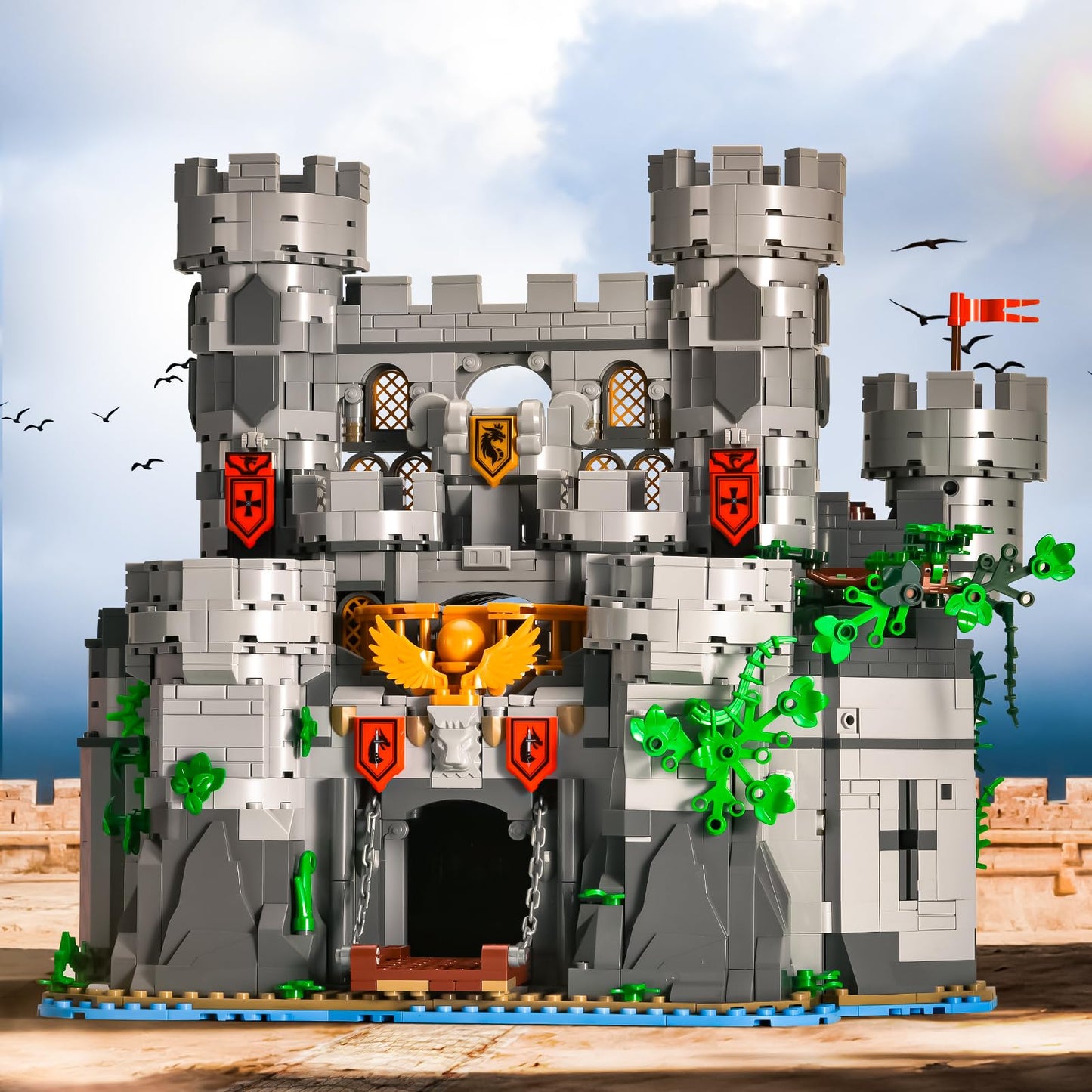 BNG 2in1 Medieval Castle Building Set mature-themed Knights Castle Architecture Model Home Office Decor Collection Building Blocks Toy Creative Gift for Teen 14+(2484PCS)
