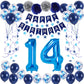 Naninuneno 14Th Blue Birthday Party Decorations For Boy Girl Men Women, Happy 14 Birthday Balloons Supplies With Happy Birthday