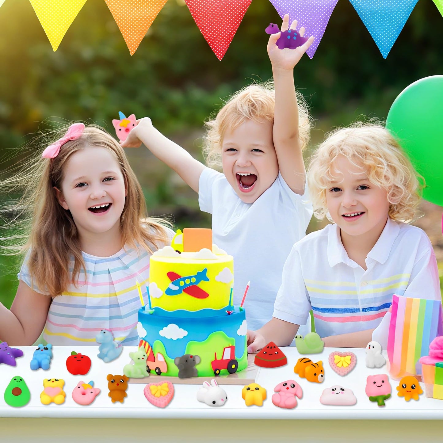 Mochi Squishy Toys, 27pcs Mini Kawaii Squishies Party Favors for Kids 4-8 8-12 Boys Girls Birthday Gifts Fidget Sensory Treasure