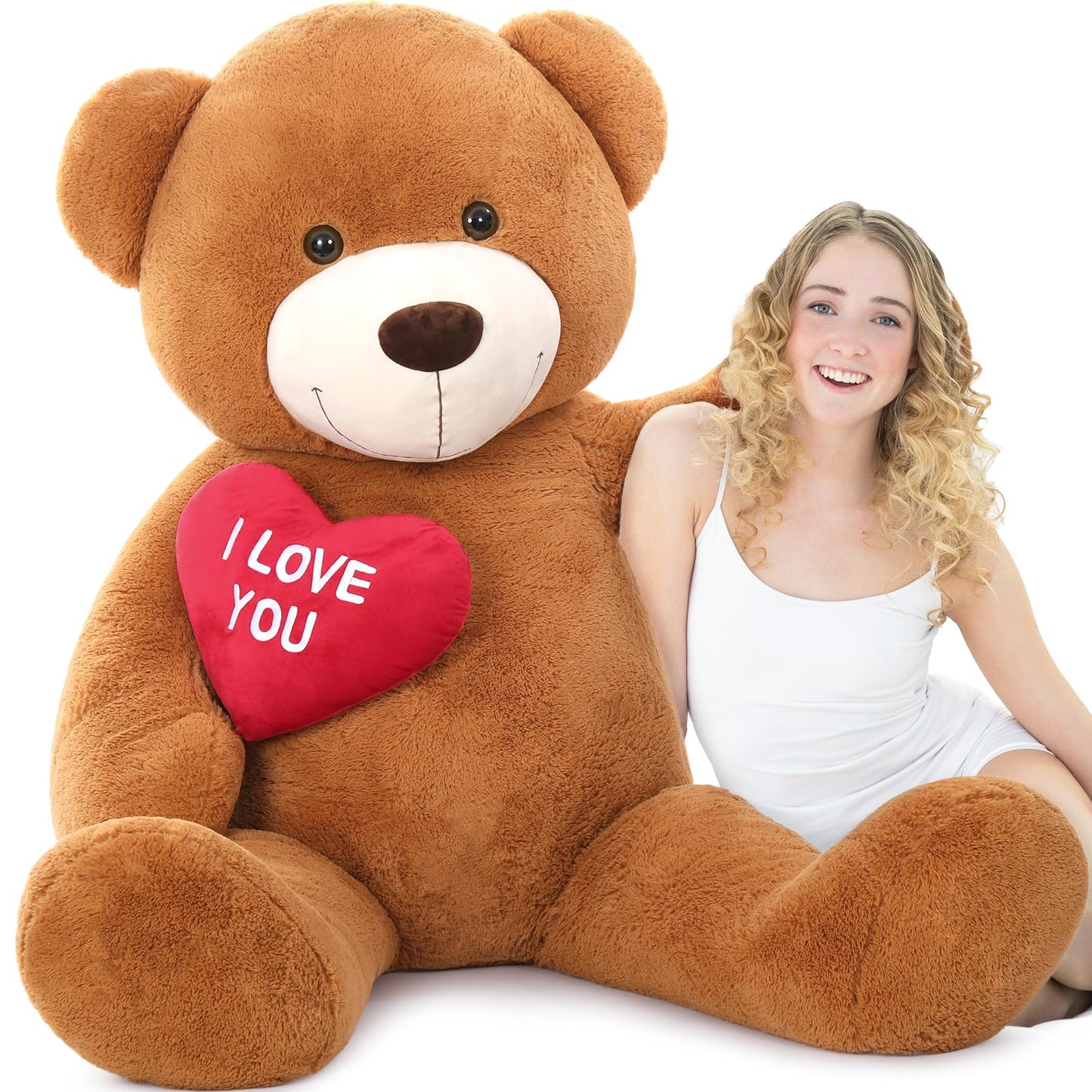 Tezituor Giant Teddy Bear Stuffed Animal 5Ft with Heart Large I Love You Bear Plush Toys for Kids Gift for Girlfriend