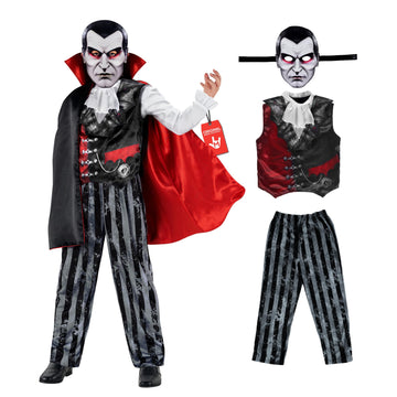 Morph Evil Vampire Costume Boys With Mask, Vampire Costume Kids - Scary Boys Halloween Costumes For Kids Dracula 3-4 Years