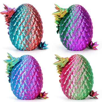 Yilcer 4Pcs 3D Printed Dragon Eggs With Dragon Inside Mini Dragon Egg Set Easter Eggs Articulated Dragon Easter Basket Stuffers 