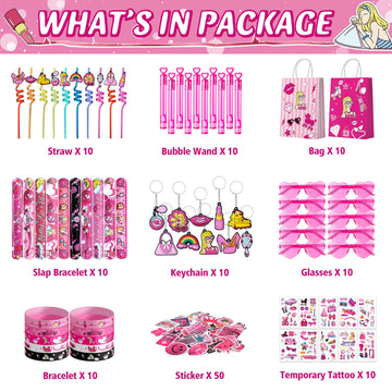 KULUJIA 120 pcs Pink Party Favors Princess Birthday Supplies Girl Kid Toy Gift Goodie Bag Stuffer Filler Makeup Party Decoration