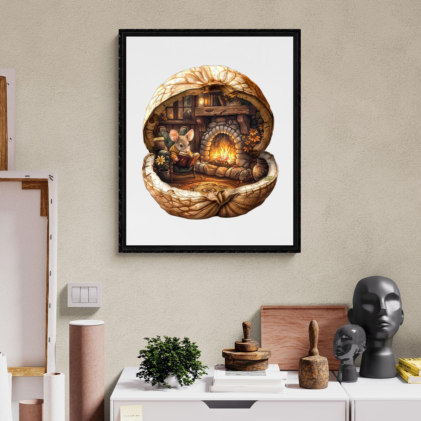 WOODBESTS Wooden Puzzles for mature-themeds - Mouse's Walnut House  Mouse Wooden Jigsaw Puzzle  Unique Animal Wood Puzzles mature-themed  Xmas Gifts for Puzzle Lovers(265 Pcs  L  13.4x11.9)