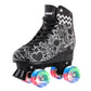 Skate Gear Extra Support Quad Roller Skates For Kids And Adults (Graphic Black W Led, Women'S 6 / Youth 5 / Men'S 5)