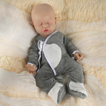 Vollence 16 inch Sleeping Full Silicone Baby Doll Realistic Boy Eye Closed Anatomically Correct with Feed Kit Accessories & Gift