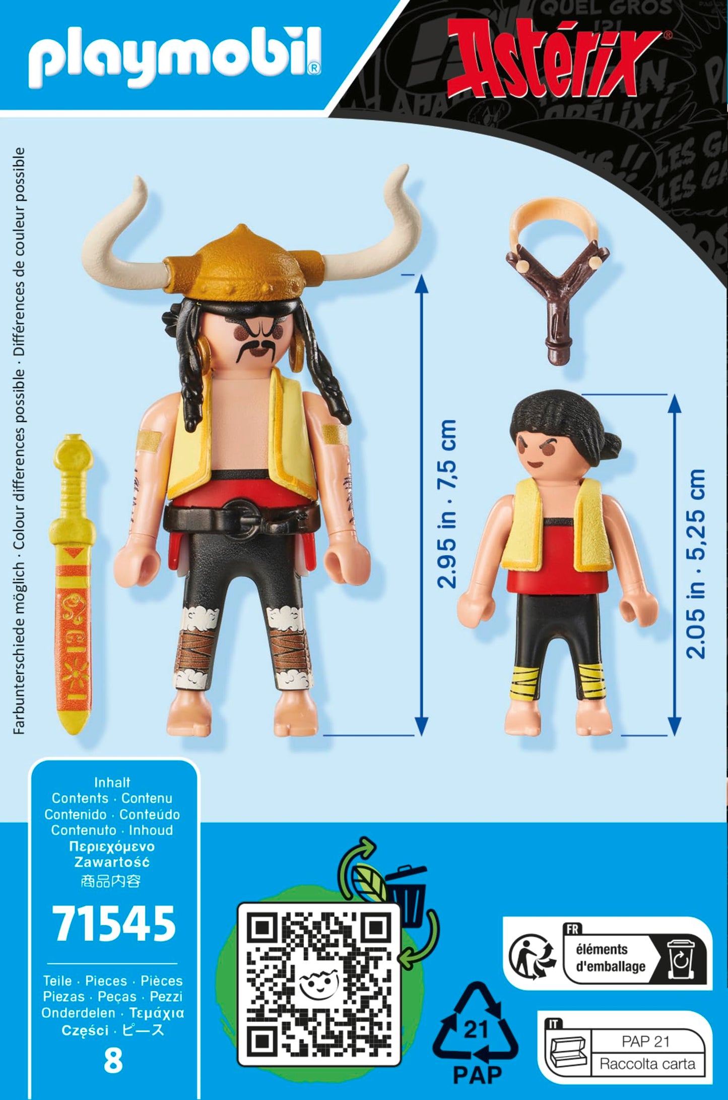 PLAYMOBIL Asterix 71545 Costa y Bravo and Pepe Bold Duo from The Asterix Universe  Includes decorative replica blade and Slingshot  Imaginative Toy for Ages 5 and Up