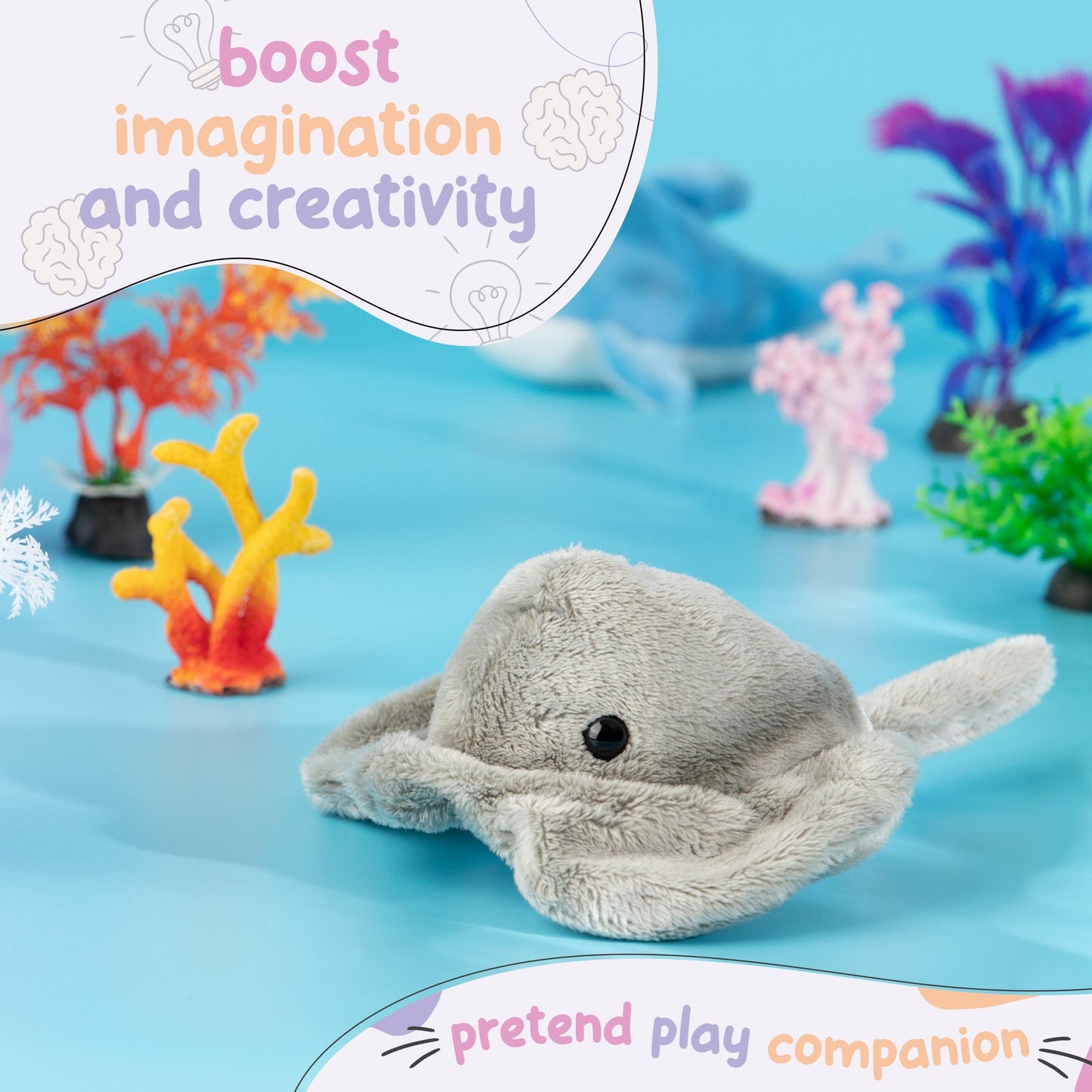 Forest & Twelfth Mini Plush Stingray Toy, 4-Inch Stuffed Animal, Ocean Party Favor, Goody Bag Prize