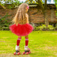 5 Layered Tutu Skirt For Kids Tulle Tutu Skirt With Tube Socks Princess Runners Costumes Cosplay For Girls Kids (Red)