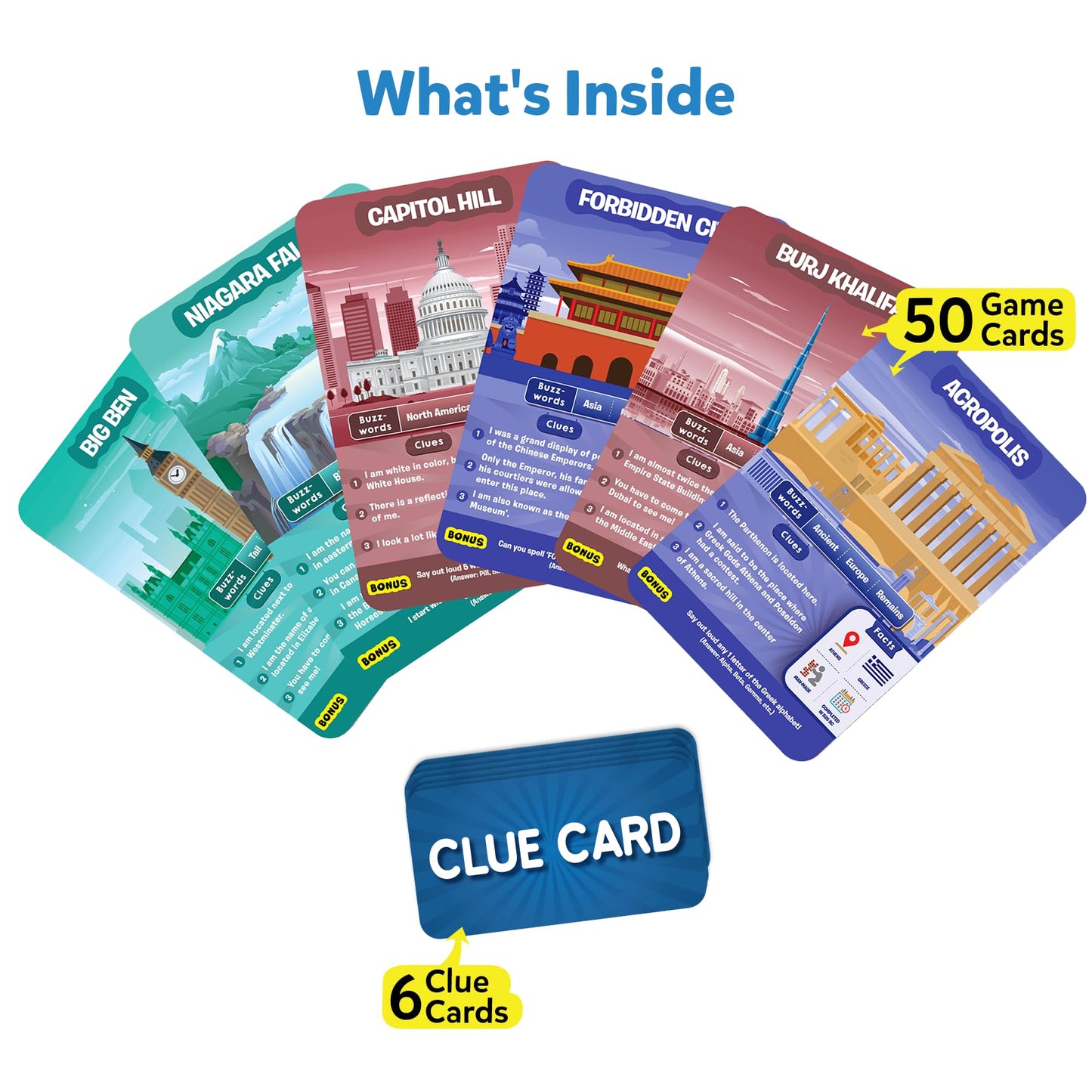 Skillmatics Card Game - Guess In 10 Legendary Landmarks, Educational Travel Toys For Boys, Girls, And Kids Who Love Board Games, Geography And History, Gifts For Ages 8, 9, 10 And Up