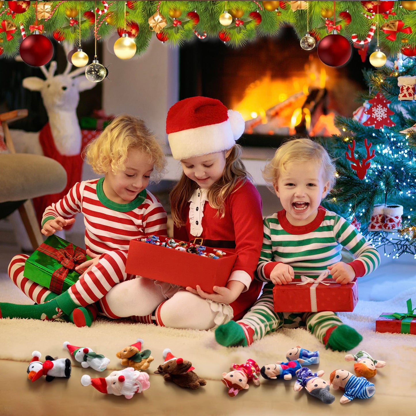 Kaemi Finger Puppets for Toddlers Soft Plush Christmas Finger Puppet Toys for Story Time Playtime Shows Party Favors, Educationa