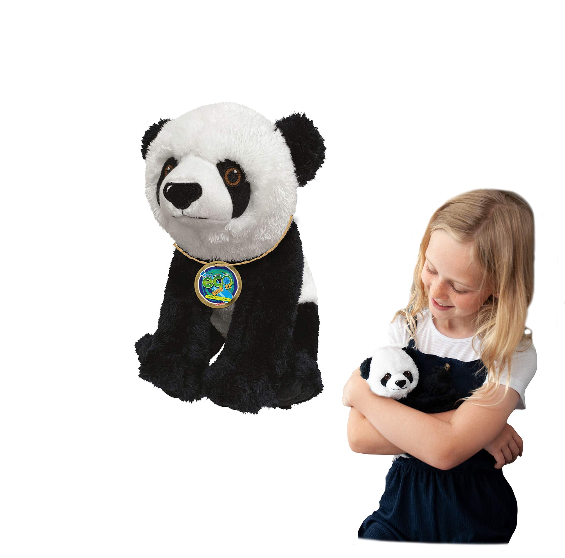 Ecobuddiez - Panda From Deluxebase. 8-Inch Sustainable Plush Animal From Recycled Materials, Eco-Friendly Soft Stuffed Toy, Chil