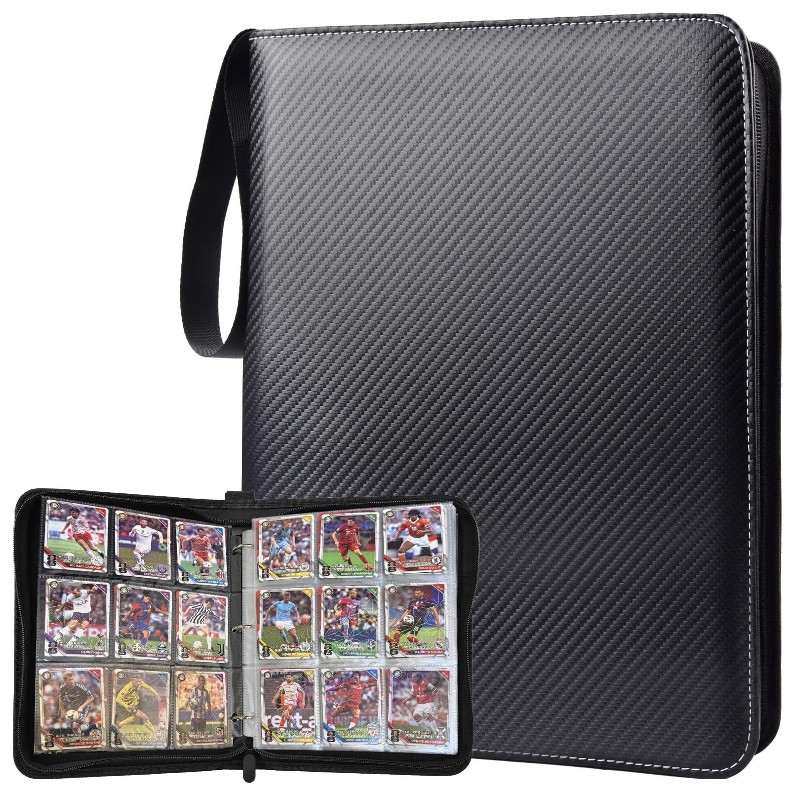 ULLTOON Portable 9-Pocket Trading Card Binder  Holds 990 Cards with 55 Removable Double-Sided Sleeves  Baseball Card Binder Card Storage Organizer Album for Boys  Girls  Sports & Game Cards