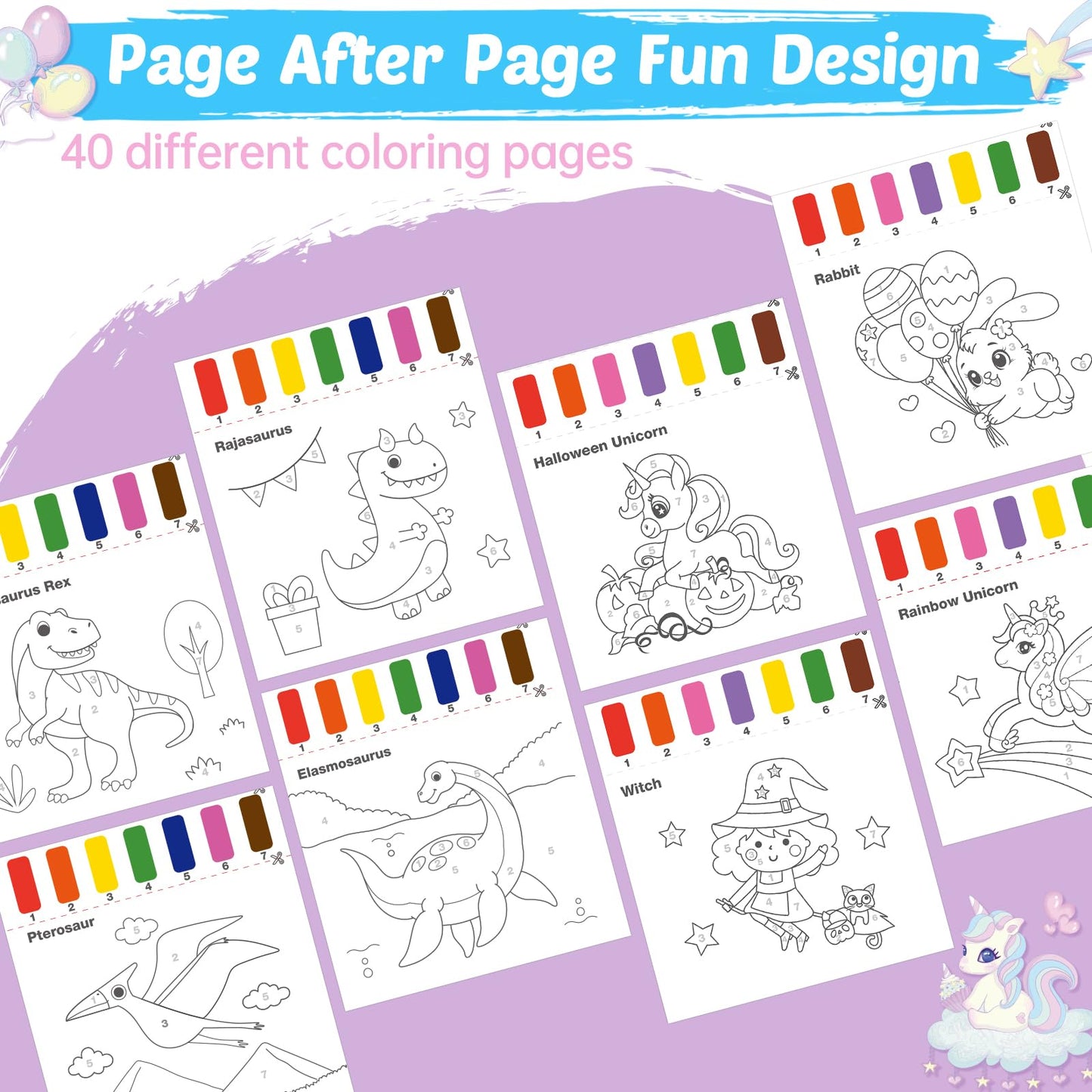 FEREDO KIDS Watercolor Coloring Books for Kids: 2 Pack Arts and Crafts Paint Drawing Paper Kits for Toddlers Boys Girls Ages 4-8