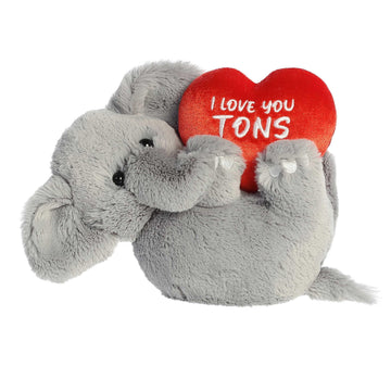 Aurora Heartwarming Valentine I Love You Tons Stuffed Animal - Decorative Companion - Romantic Plush - Elephant 11 Inches