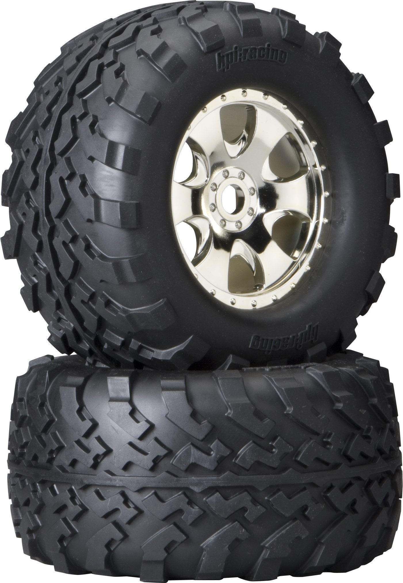 HPI Racing 4709 Mounted Gt2 Tire S Compound on Warlock Wheel, Chrome