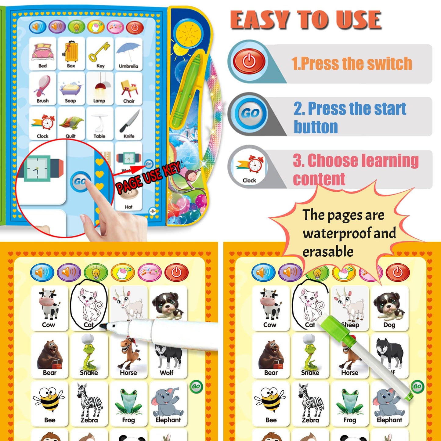 Abc Sound Books Interactive Electronic Learning Books For Toddlers With Alphabet, Numbers, Animals, Music, Games Educational Toy