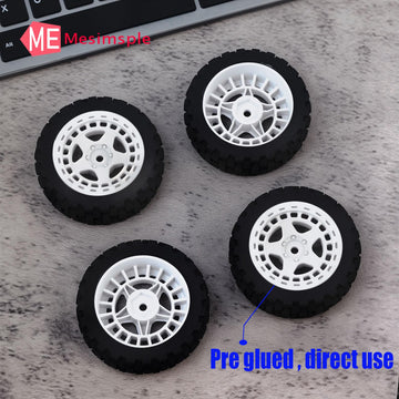 Mesimsple Pre Glued Plastic Wheel and Rubber Tire ARA550114 for 1/18 Typhon Grom Series Upgrade Parts White