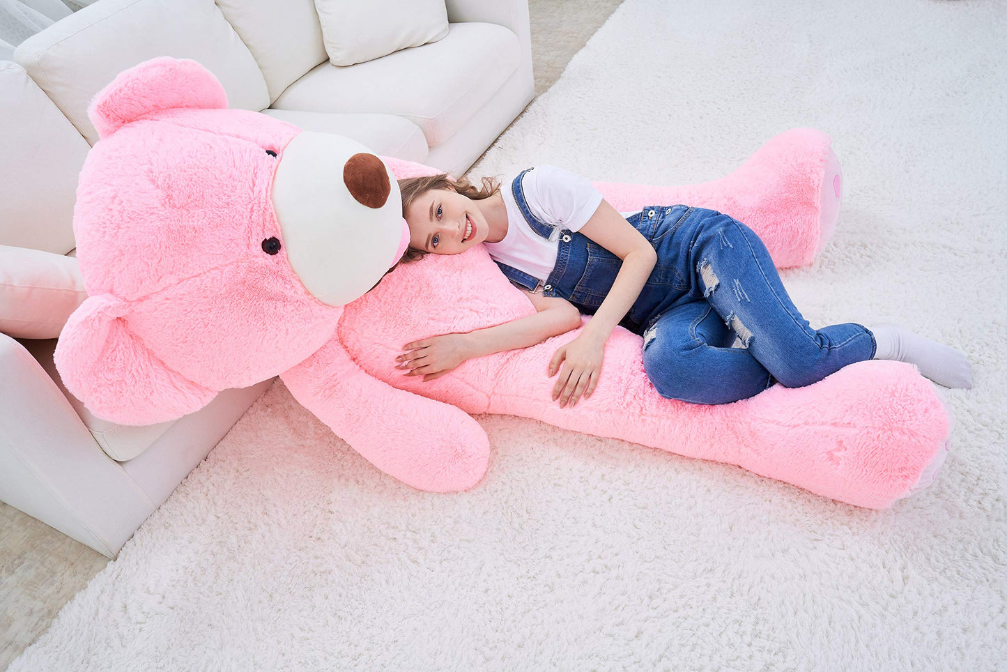 Ikasa Giant Teddy Bear Plush Toy Stuffed Animals (Pink, 78 Inches)