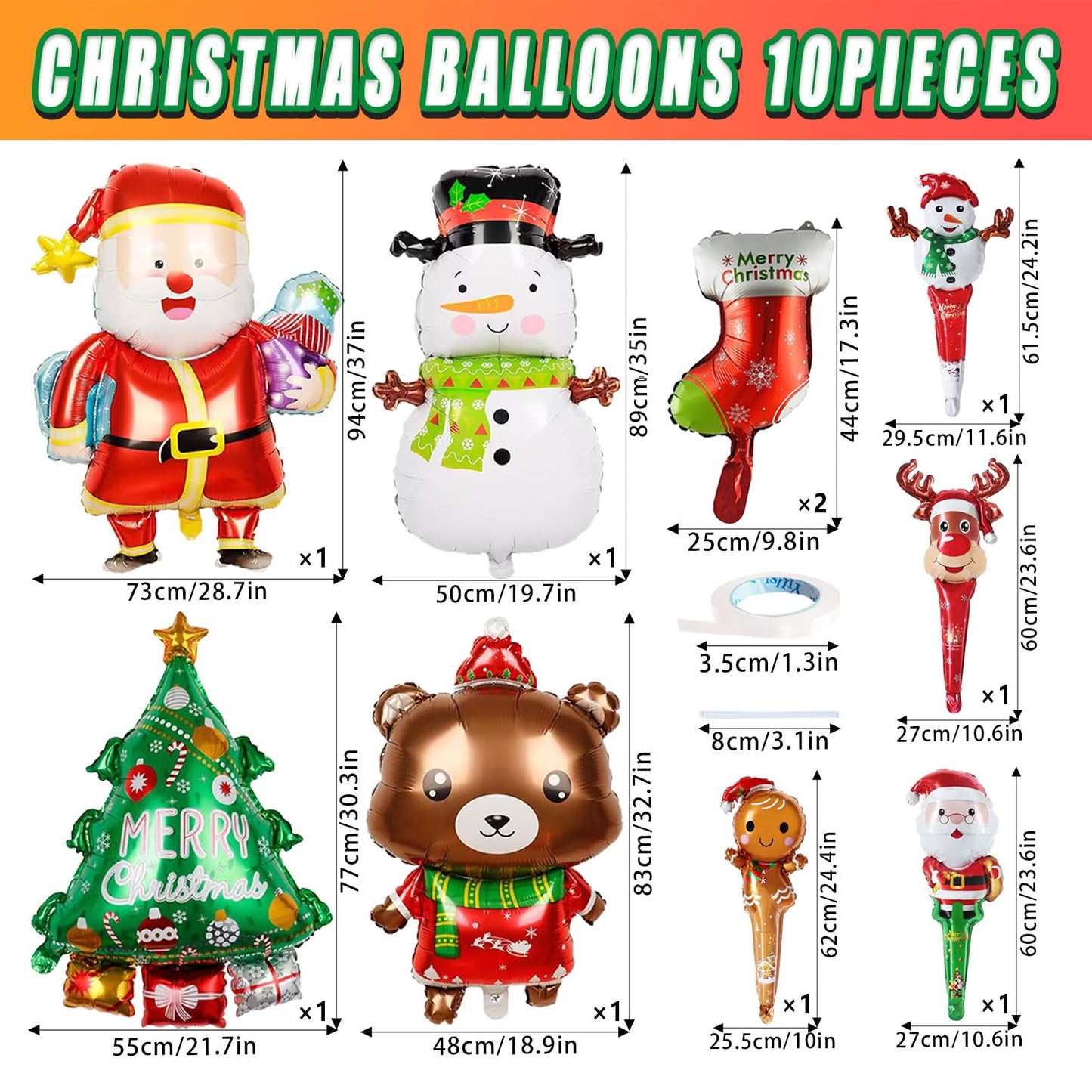 Christmas Balloons Christmas Party Decorations Santa Claus Snowman Christmas Tree Reindeer Foil Balloons Merry Christmas Balloon