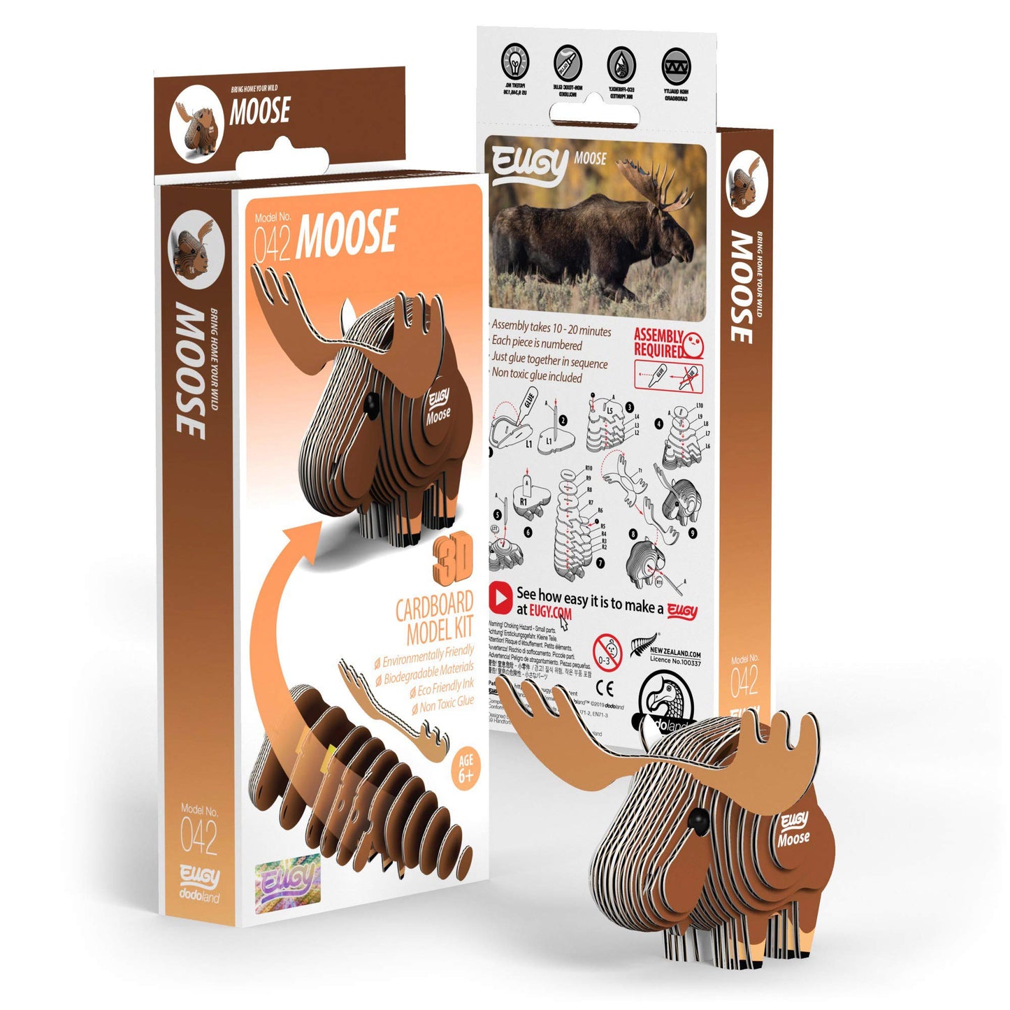 Eugy Moose 3D Puzzle, 24 Piece Eco-Friendly Educational Toy Puzzles For Boys, Girls & Kids Ages 6+