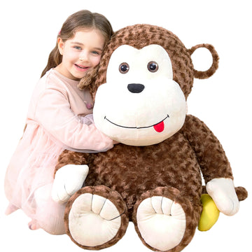 Ikasa Giant Monkey Stuffed Animal Plush Toy,30' Large Cute Jumbo Soft Toys,Huge Big Size Fluffy Plushy Fat Oversized Plushie,Gifts For Kids Girls