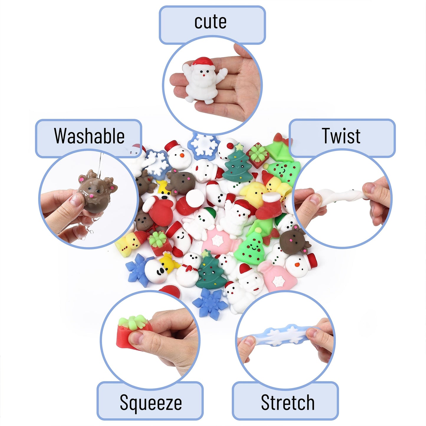 Mr. Pen- Christmas Squishy Toys, 48 Pcs, Holiday Squishies, Christmas Squishies For Kids, Squishies Christmas, Christmas Party Favors For Kids, Squishy Toys For Kids, Mini Squishies