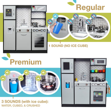 Lil' Jumbl Kids Kitchen Set, Pretend Wooden Play Kitchen, Battery Operated Icemaker, Burners, Faucet & Microwave Makes Realistic