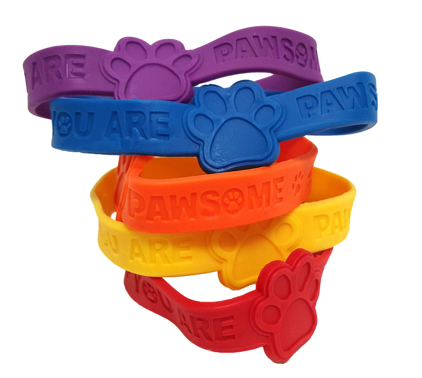 Dondor Paw Print Rubber Bracelets, You are Pawsome Rubber Bracelet Party Favors (YOU ARE PAWSOME - 24 Pack)