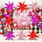 72 Pcs Pink Red Rose Gold Star Balloons, Big 26 Inch Explosion Starburst Foil Cone Balloons, Valentines Day Theme Balloons, 12 P