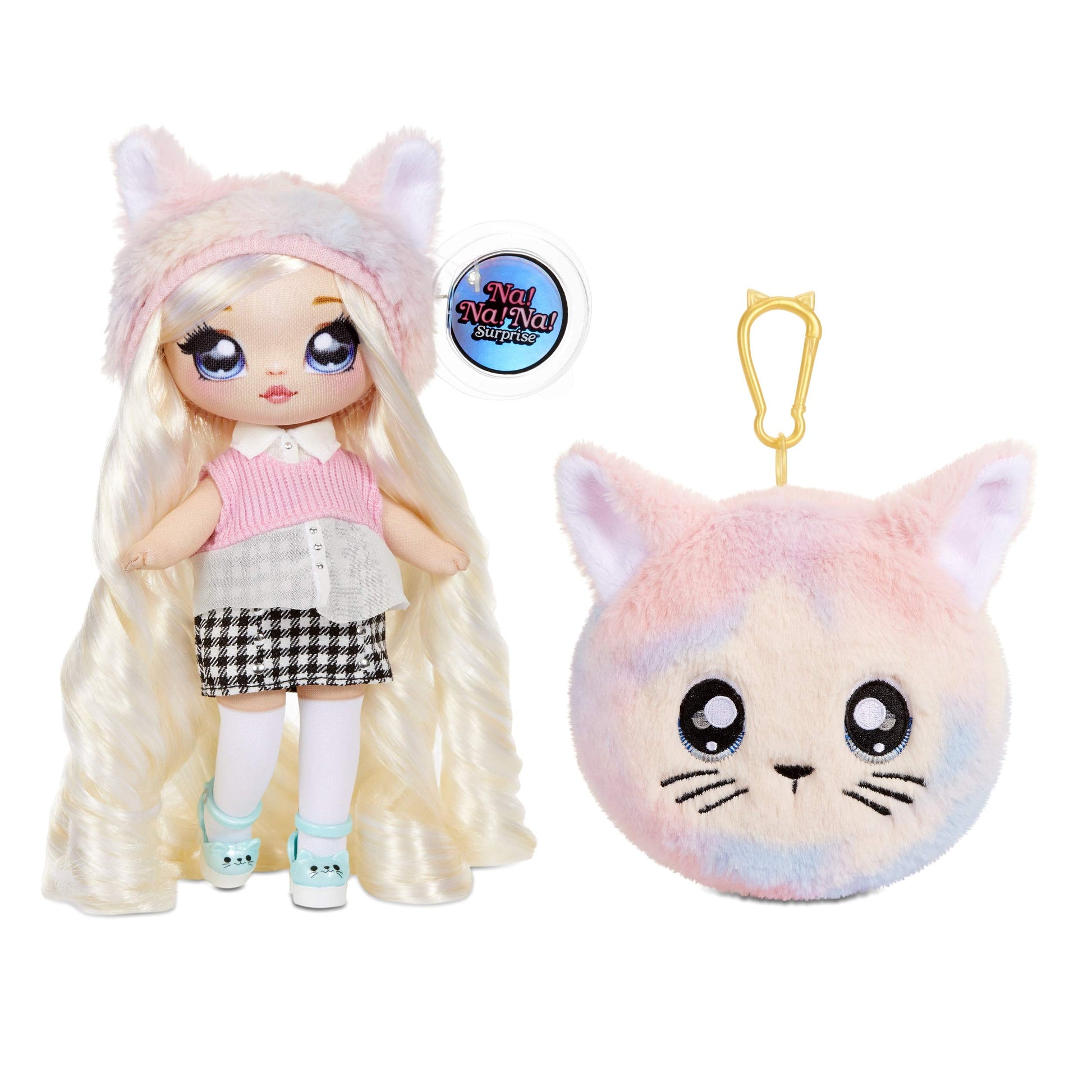 Na! Na! Na! Surprise 2-in-1 Paula Purrfect Fashion Doll & Plush Purse Series 4 - Soft Wallet Bag Pouch Gifts for Kids Girls Key 