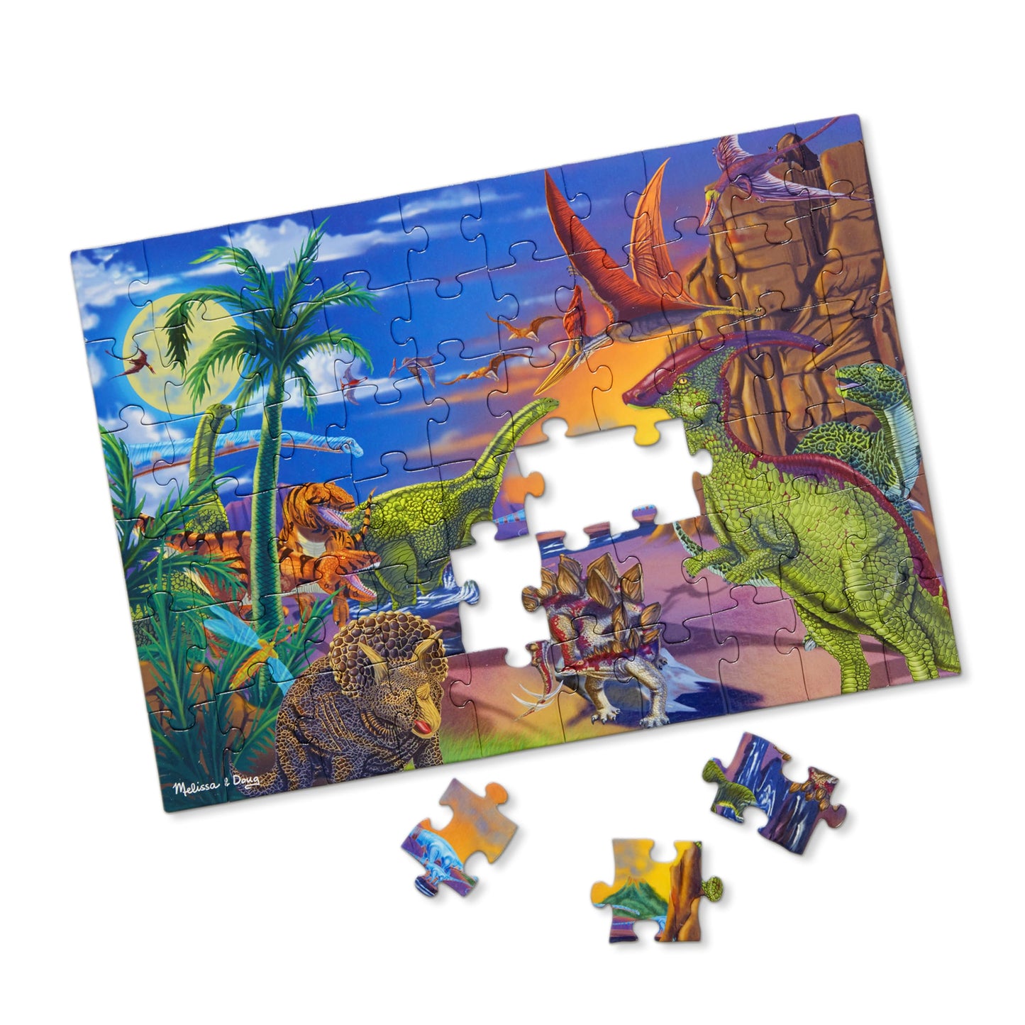 Melissa & Doug Dinosaurs Jigsaw Puzzle, 60 Pieces, Durable Construction, Model 1372