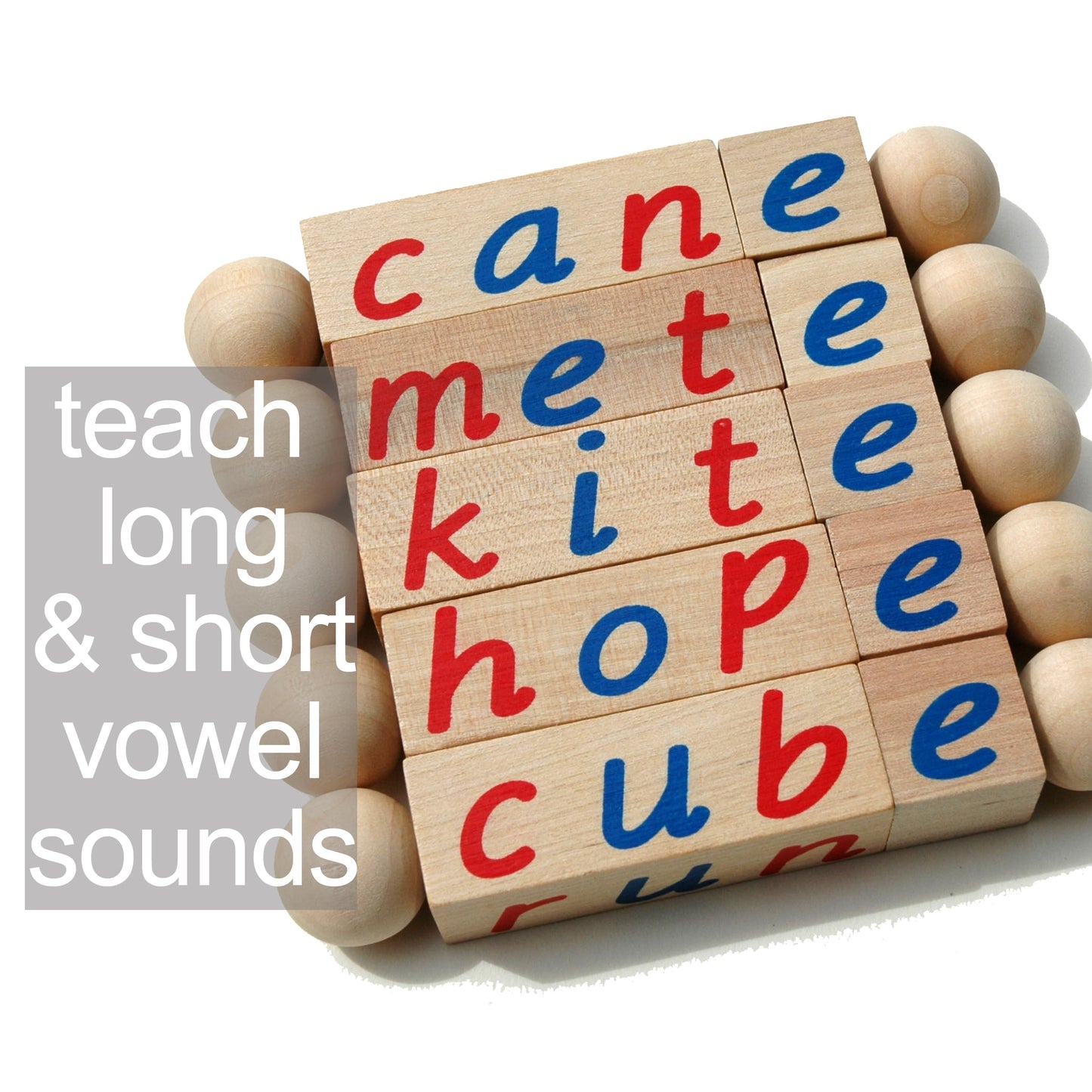 Quality Montessori Silent E Reading Blocks - Teach Magic E To Preschoolers - Sight Word Educational Early Reader Wooden Twist Toy