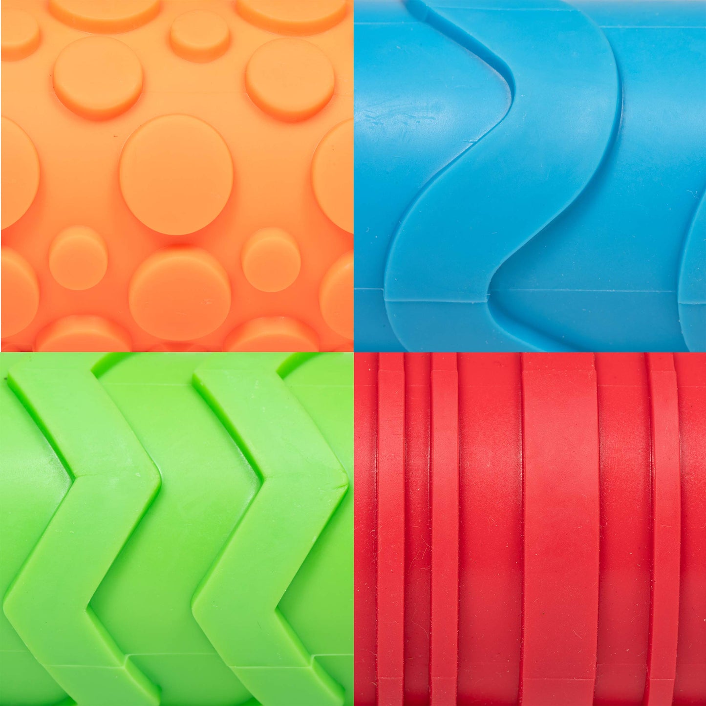 READY 2 LEARN Paint and Clay Texture Rollers - Set of 4 - Textured Dough Rolling Pins for Kids - Open-Ended Patterns for Crafts