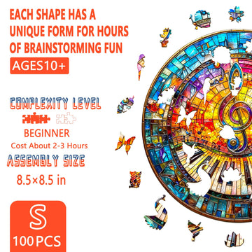Wooden Puzzles for mature-themeds  Wooden Jigsaw Puzzle for mature-themeds  100 Pieces  Stained Glass Piano Wood Puzzles mature-themed  Unique Shape  Gifts for Women and Men  Wall Art Canvas Puzzle(S -8.5 * 8.5in)