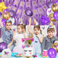 Msmancy Purple Birthday Decorations For Women Girl 65Pcs With Happy Birthday Banner Curtains Butterfly Heart Star Led Light And