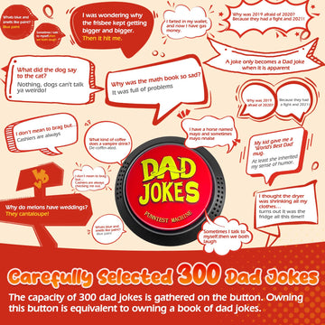 Dad Jokes Generator Button,Contains 300 Funny Dad Jokes,Best Fun Gifts For Dad/Father/Husband/Men,Suitable For Birthday Gifts/Fa