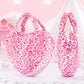 Glovelya Valentine'S Day Gifts Plush Handbag Heart-Shaped Fluffy Hand Carrying Bag In Pink And White Leopard Print, Soft And Tex